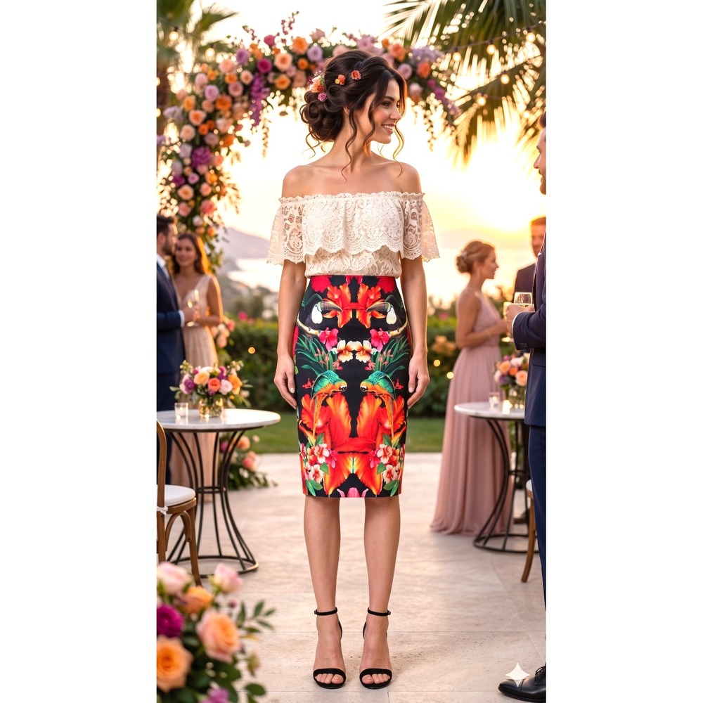 Ted Baker London Womens Black Tropical Toucan Bird Pencil Skirt US 10 Ted‎ 4